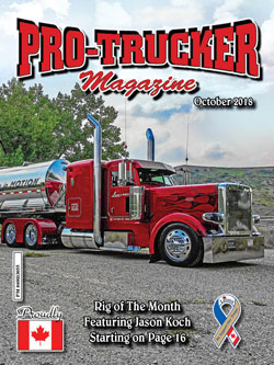 Pro-Trucker Magazine October 2018 issue that acknowledges Owner Operator Jason Koch.