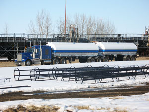 Liquids in Motion Ltd. bulk liquids truck parked. 