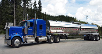 Liquids in Motion Ltd. truck transporting bulk liquids in Alberta.